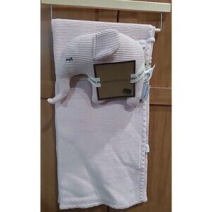 New Made In India Baby Blanket Pink Knit Cable 40”x32” 100% Cotton w/elephant